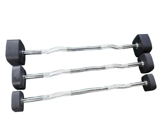 Professional Strength Gym Fitness Equipment Training Weight Lifting Fixed CPU Coated Straight/ Curved Barbell